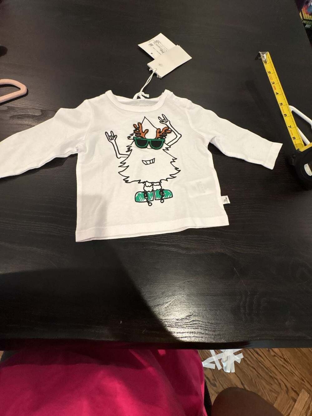 Stella McCartney T-Shirt Graphic Christmas Tree Reindeer Skateboard Size 3 month